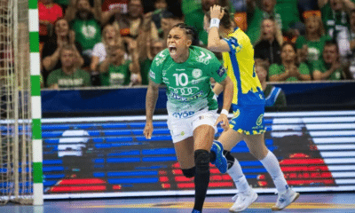 Bruna de Paula foi a goleadora da vitória do Gÿor (Foto: EHF/Champions League)