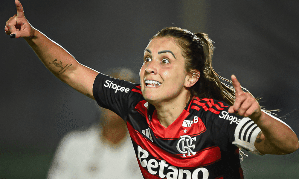 Djeni fez o gol que abriu o placar para o Flamengo (Foto: PaulaReis/Flamengo)