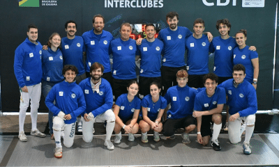 Equipe do Pinheiros durante o Campeonato Brasileiro Interclubes de esgrima