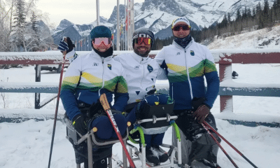 Aline Rocha, Altair Marangne e Wesley dos Santos na Copa Continental de Paraesquicross-country no Canadá