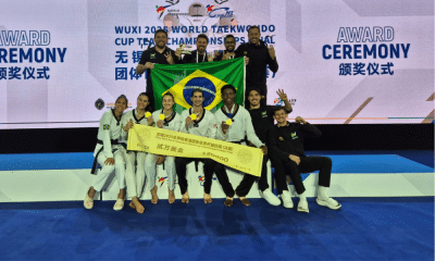 Brasil campeão medalha de ouro copa do mundo por equipes de taekwondo tricampeão