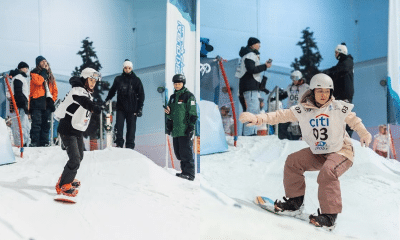 Vitória Machado e Vanessa Molon na Copa Europeia de Paraswnoboard