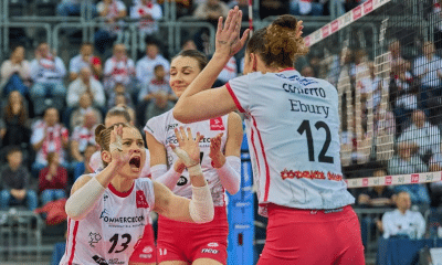 Daniela Chechetto, camisa 12, em jogo pelo Lodz