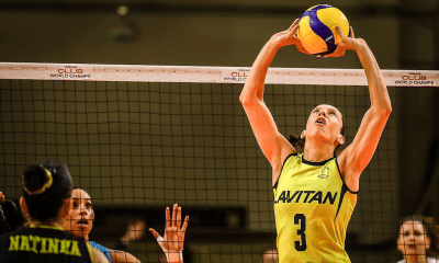 Macris levanta bola em jogo do Praia Clube contra o Orlando Valkyries no Mundial de Clubes de vôlei feminino