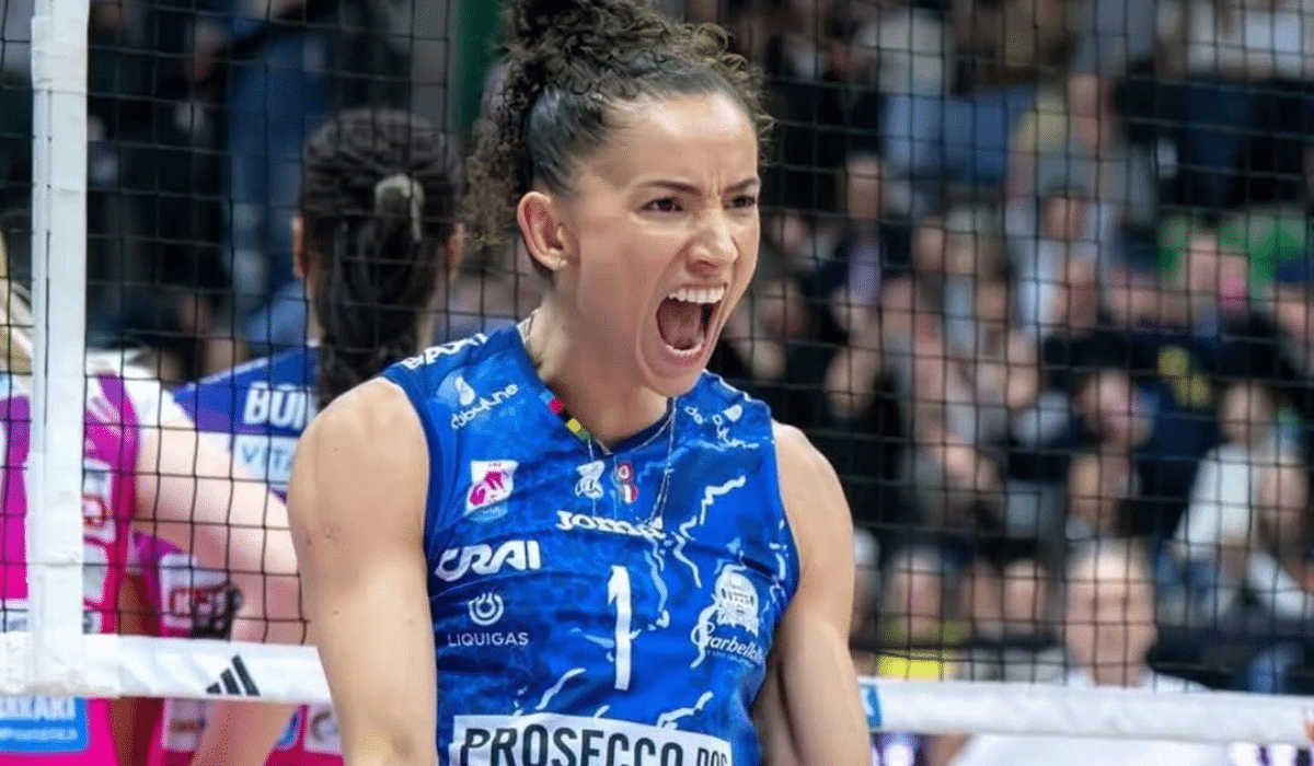 O italiano Conegliano, de Gabi, bateu o polônes LKS Lódz, de Mari Brambilla, Regis e Dani Cechetto, pela Liga dos Campeões da Europa (Foto: Flavio Pavanello/Imoco)