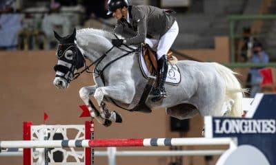 Na imagem, Luiz Felipe Neto de Azevedo saltando o obstáculo com seu cavalo.