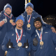 Edson Bindilatti, Tauler Zatti, Gustavo Ferreira e Rafael Souza no pódio do Pan-americano de bobsled