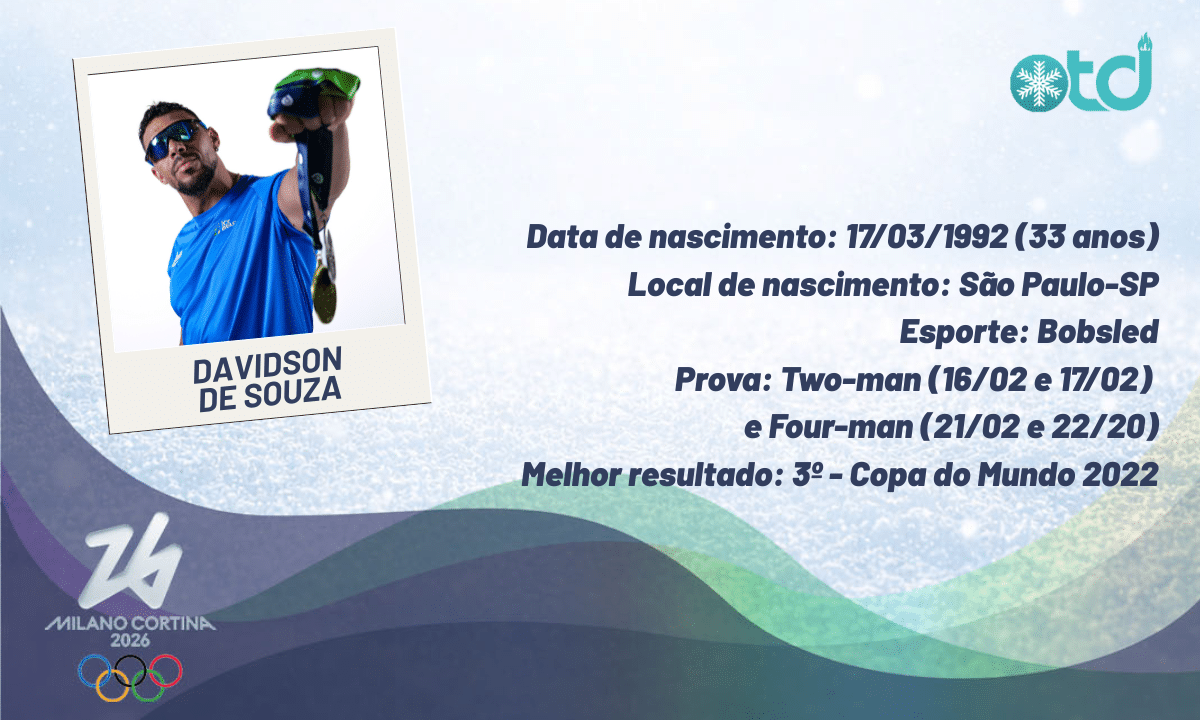 Davidson de Souza vai competir na Olimpíada de Inverno Milão-Cortina 2026