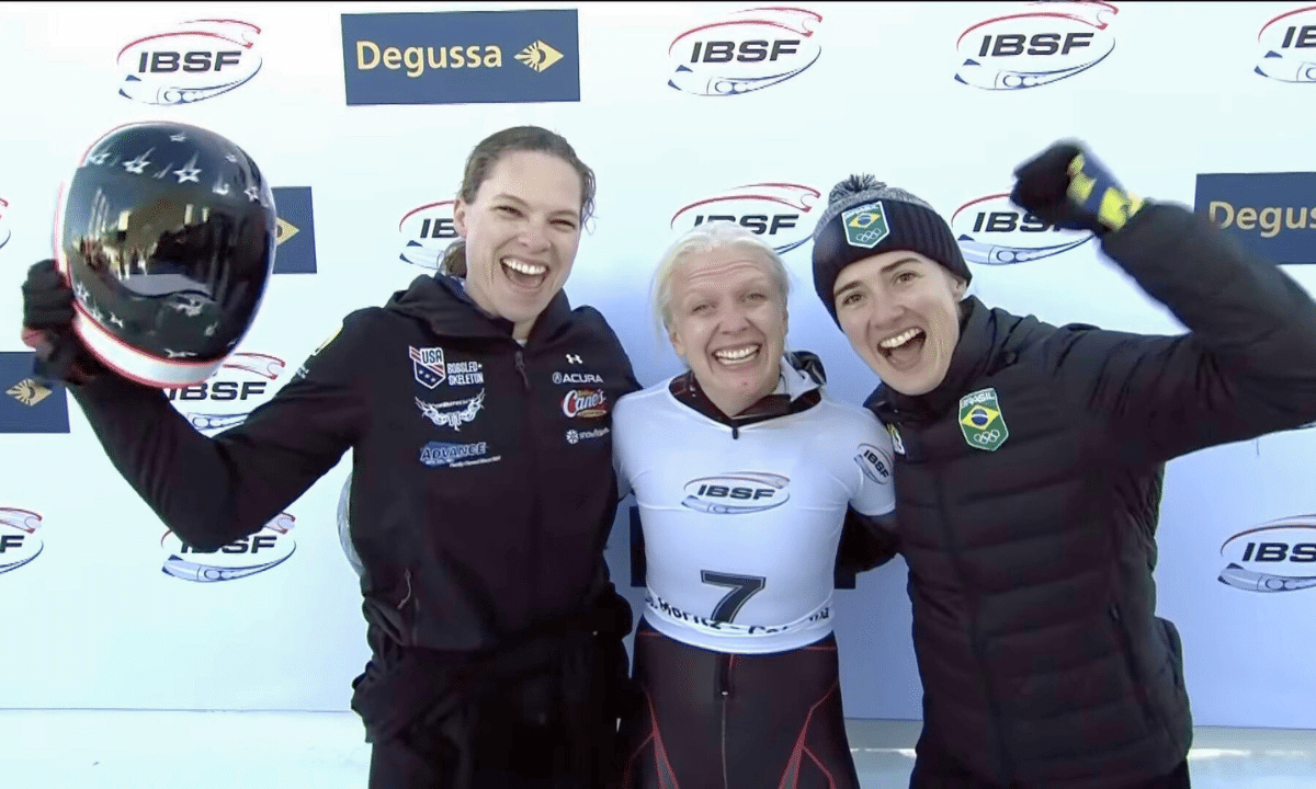 Pódio da Copa do Mundo de Skeleton em St. Moritz com Nicole Silveira