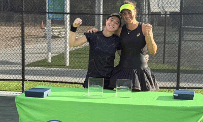 Ao lado de Thaisa Pedretti, Carolina Bohrer garante seu primeiro troféu profissional, no ITF W15 de Palm Coast (Foto: Reprodução)