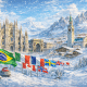 Na imagem, representação de alguns dos países que estarão nos Jogos de Inverno de Milão-Cortina.