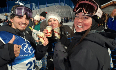 Augustinho Teixeira brinda após o top-20 na Olimpíada de Inverno