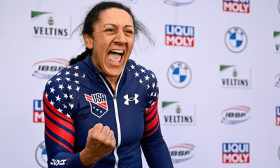 A estadunidense Elana Taylor conquistou a medalha de ouro no monobob feminino em Milão-Cortina 2026 (Foto: Viesturs Lacis / @rekords)