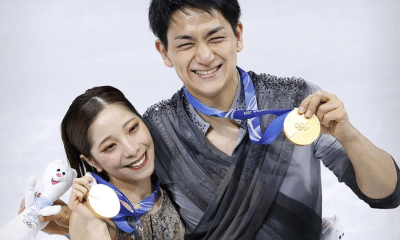 Os japoneses Riku Miura e Ryuichi Kihara protagonizaram uma virada espetacular para conquistarem a medalha de ouro (Foto: Instagram @skatingjapan)