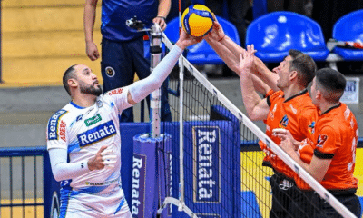 Maurício Borges teve papel decisivo na virada do Vôlei Renata no primeiro set (Foto: Pedro Teixeira/Vôlei Renata)