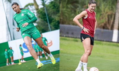 Na imagem, Bia Zaneratto, do Palmeiras, contra Gabi Zanotti, do Corinthians.