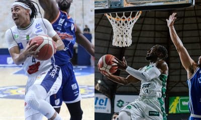 Na imagem, Adyel e Brite, que fizeram a mesma quantidade de pontos para a vitória dos times do interior paulista, São José e Bauru.