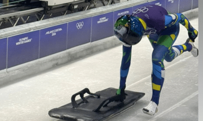 Nicole Silveira em treinos do skeleton nos Jogos Olímpicos de Inverno Milão-Cortina 2026