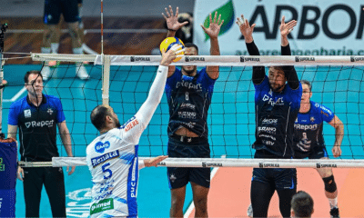 Maurício Borges foi eleito o craque do jogo na vitória do Vôlei Renata em cima do Suzano pela Superliga (Foto: Pedro Teixeira/Vôlei Renata)