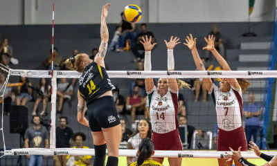 Payton Caffrey foi a maior pontuadora do jogo e principal destaque do Praia na vitória contra o Fluminense pela Superliga (Foto: Bruno Cunha/Praia)