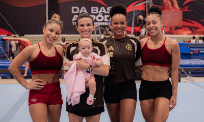 Ginastas do Flamengo em treino no Ginásio Cláudio Coutinho na Gávea