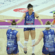 Gabi comemora ponto com colegas do Imoco Conegliano na semifinal da Liga Italiana de vôlei