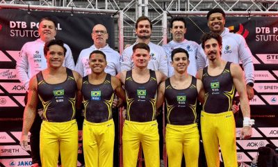 Seleção brasileira de ginástica artística masculina no DTB Pokal na Alemanha