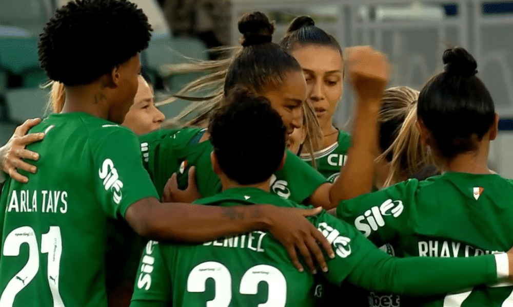 O Palmeiras garantiu vaga na decisão com gol de cabeça da zagueira Poliana (Foto: Reprodução ESPN/Disney+)