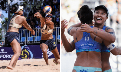 Duda e Ana Patrícia disputam o título contra Thamela e Vic (Foto: Patricy Albuquerque/Divulgação/CBV)