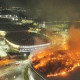 Incêndio atinge velódromo do Parque Olímpico no Rio (Foto: Bombeiros / RJ)