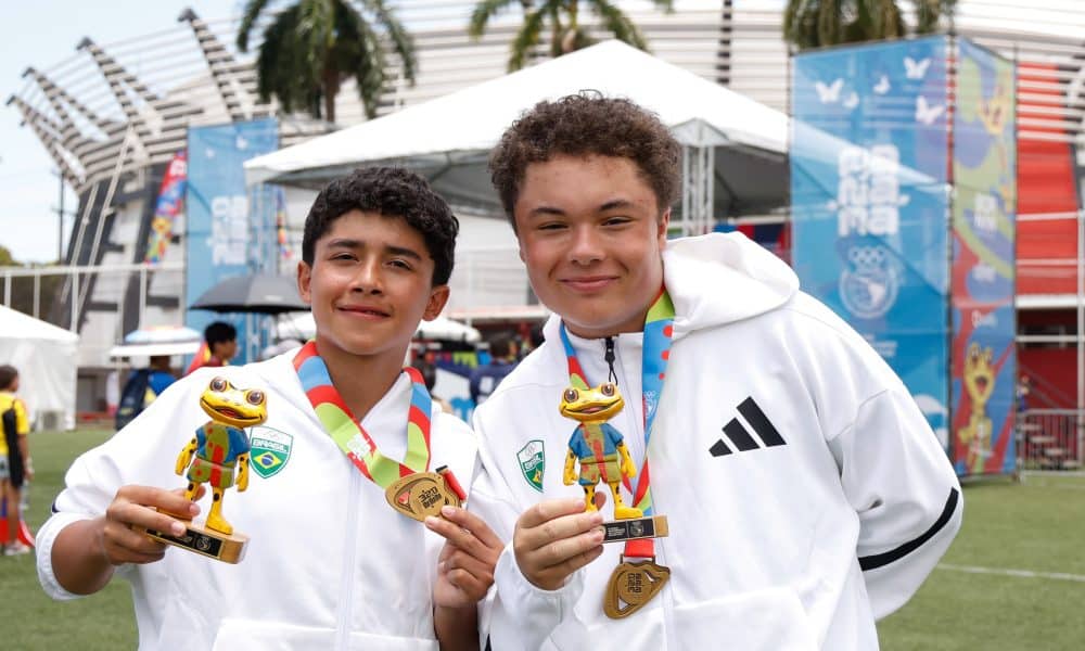 tiro com arco João Pedro Venturini e João Pedro Ferreira - tiro com arco composto equipes masculino Foto- Juliana Ávila:COB