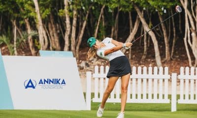 Na imagem, Maitri finalizando sua tacada inicial no drive hand.