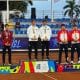 Na imagem, Pedro Chabalgoity e Leonardo Storck com a medalha de ouro para o Brasil no alto do pódio.