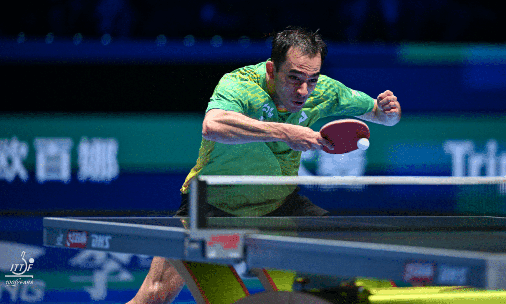 Hugo Calderano na Copa do Mundo de tênis de mesa