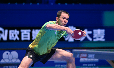 Hugo Calderano na Copa do Mundo de tênis de mesa - semifinal contra Wang Chuqin