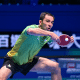 Hugo Calderano na Copa do Mundo de tênis de mesa - semifinal contra Wang Chuqin