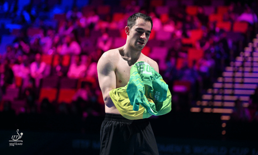 Hugo Calderano na Copa do Mundo de tênis de mesa