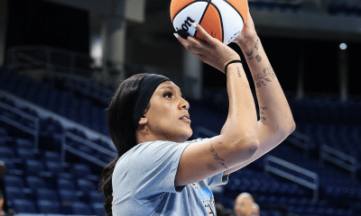 Kamilla Cardoso no jogo entre Chicago Sky e Atlanta Dream na pré-temporada da WNBA