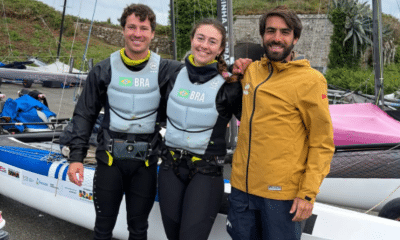 Bernardo Peixoto e a francesa Théa Lubac no Mundial de Nacra 17