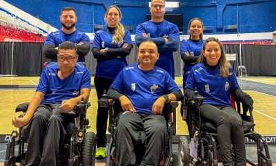 Na imagem, time do Brasil da classe BC1/2 que ficou com o quarto lugar no Canadá.