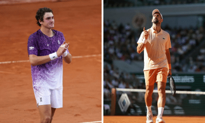 Duelo entre João Fonseca e Novak Djokovic pela terceira rodada de Roland Garros será nesta sexta-feira (29) (Fotos: Cédric Lecocq/FFT e Loic Wacziak/FFT)