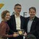 Gustavo Pimenta, presidente da Vale, entre Yane Marques e Marco La Porta durante lançamento do patrocínio ao COB (Fernando Gavini)