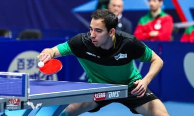 Hugo Calderano (BRA) no Campeonato Mundial de Tênis de Mesa por Equipe