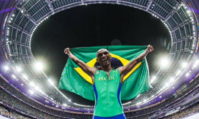 Jogos Olímpicos Paris 2024 - Atletismo - Na final dos 400m com barreiras, o brasileiro Alison dos Santos, o Piu, ganhou a medalha de bronze