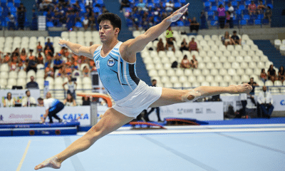Arthur Nory na final de solo do Troféu Brasil de ginástica artística