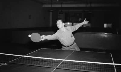Marty Reisman treina em Nova Iorque, em 1951