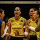 Diana, Tainara, Macris e Ana Cristina comemoram ponto na vitória do Brasil na estreia da VNL contra a Holanda