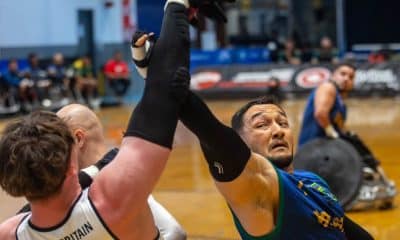 Na imagem, Brasil no enfrentamento do jogo contra a Grã-Bretanha, que foi a primeira vitória.