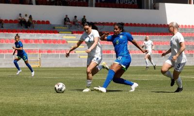 Juju Harris em ação no amistoso entre Brasil e Finlândia (Foto: Luciana Vermell/CBF)