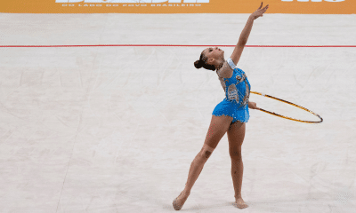 Beatriz Vieira durante sua apresentação no arco na final por aparelhos do Pan-Americano Júnior